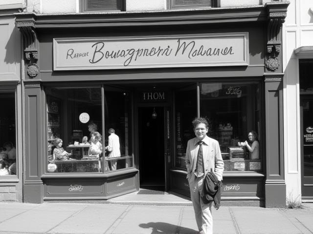Photo d’archives en noir et blanc de la première boutique Boulangerie Moderne en 1998